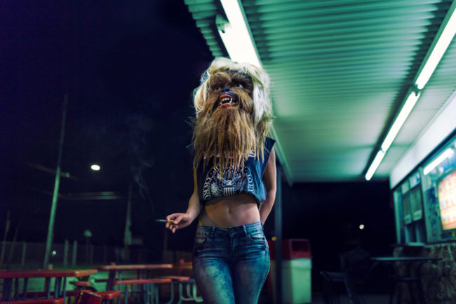 Debbie Harry Photograph by Mako Miyamoto. Punk rock wookie with a cutoff Ramones shirt smoking a cigarette in front of a fast food joint